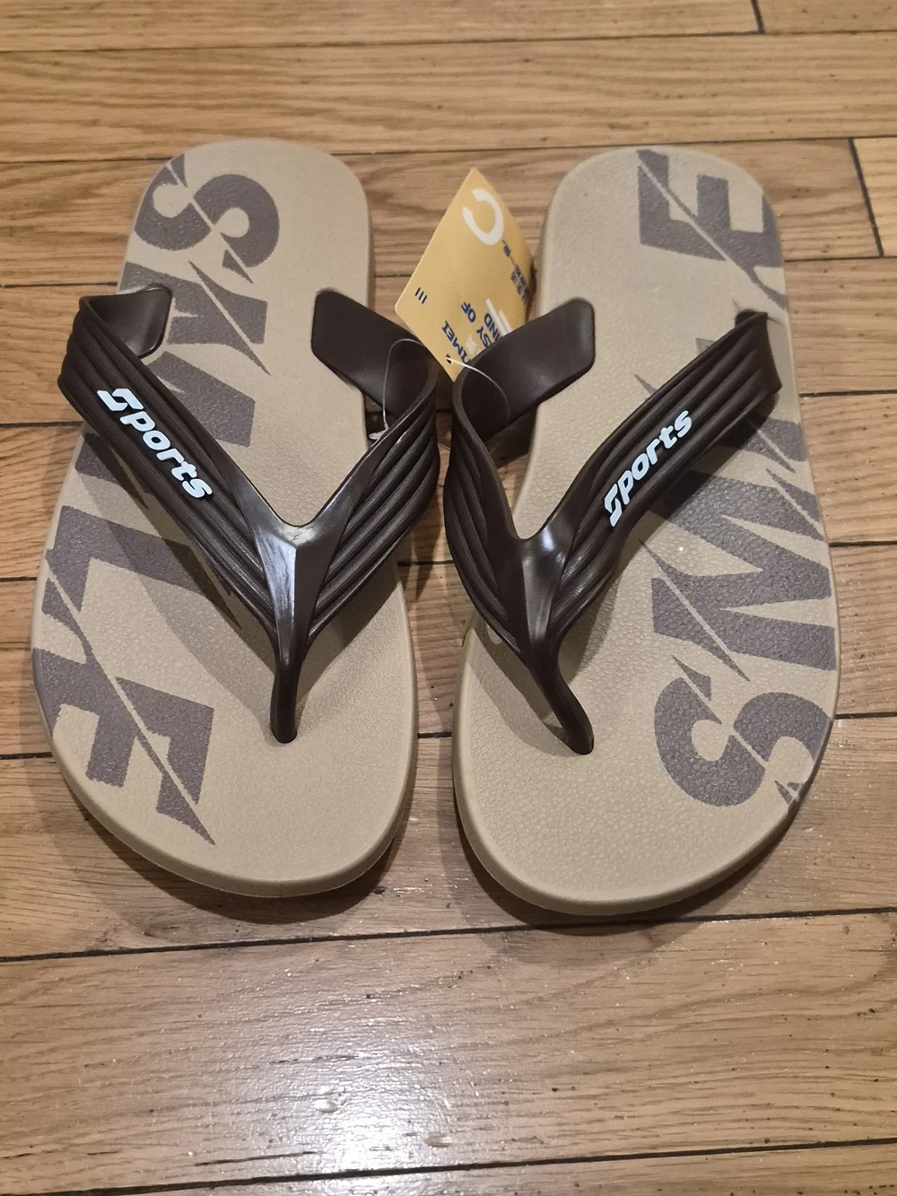 Sports Brown and Beige Men's Flip Flops